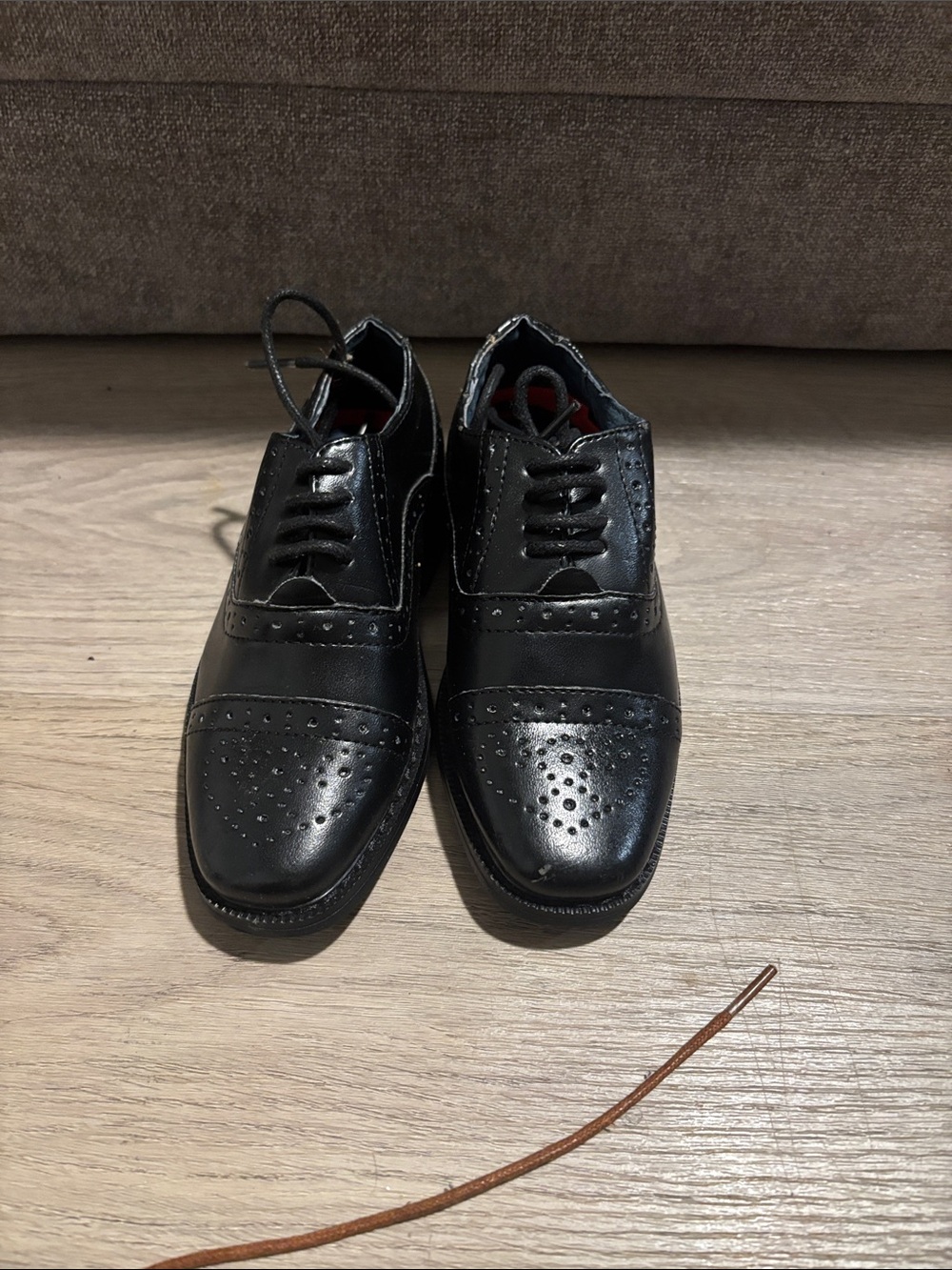 Joseph Allen Black Cap-Toe Brogue Dress Shoes for Kids
